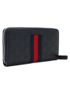 Gucci Around Web Zip Long Wallet Signature Round Zipper